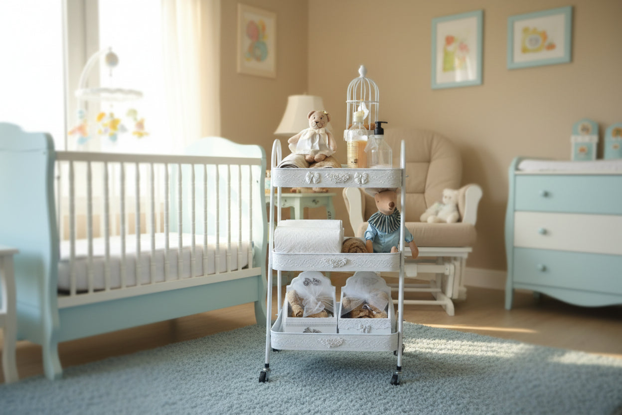 Carrito organizador recién nacidos blanco Lily garden & deco para habitación bebé 