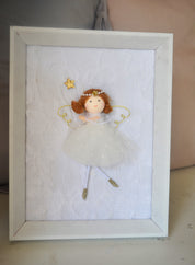 Cuadro infantil con adita en tul y fondo encaje blanco Lily Garden & deco
