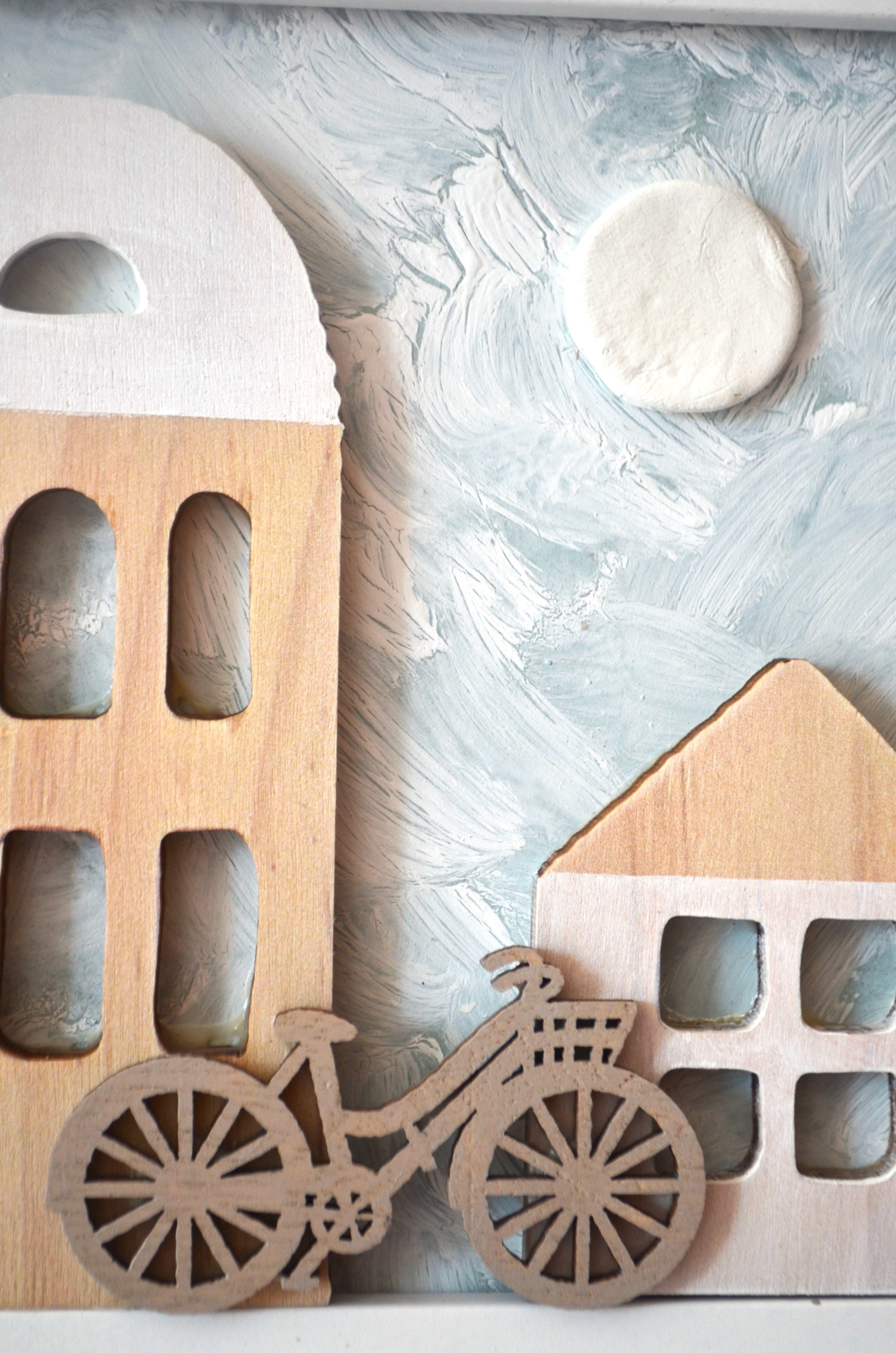 Cuadro Petit Maisons : Cuadro Infantil casitas de madera - Decoración muro niños