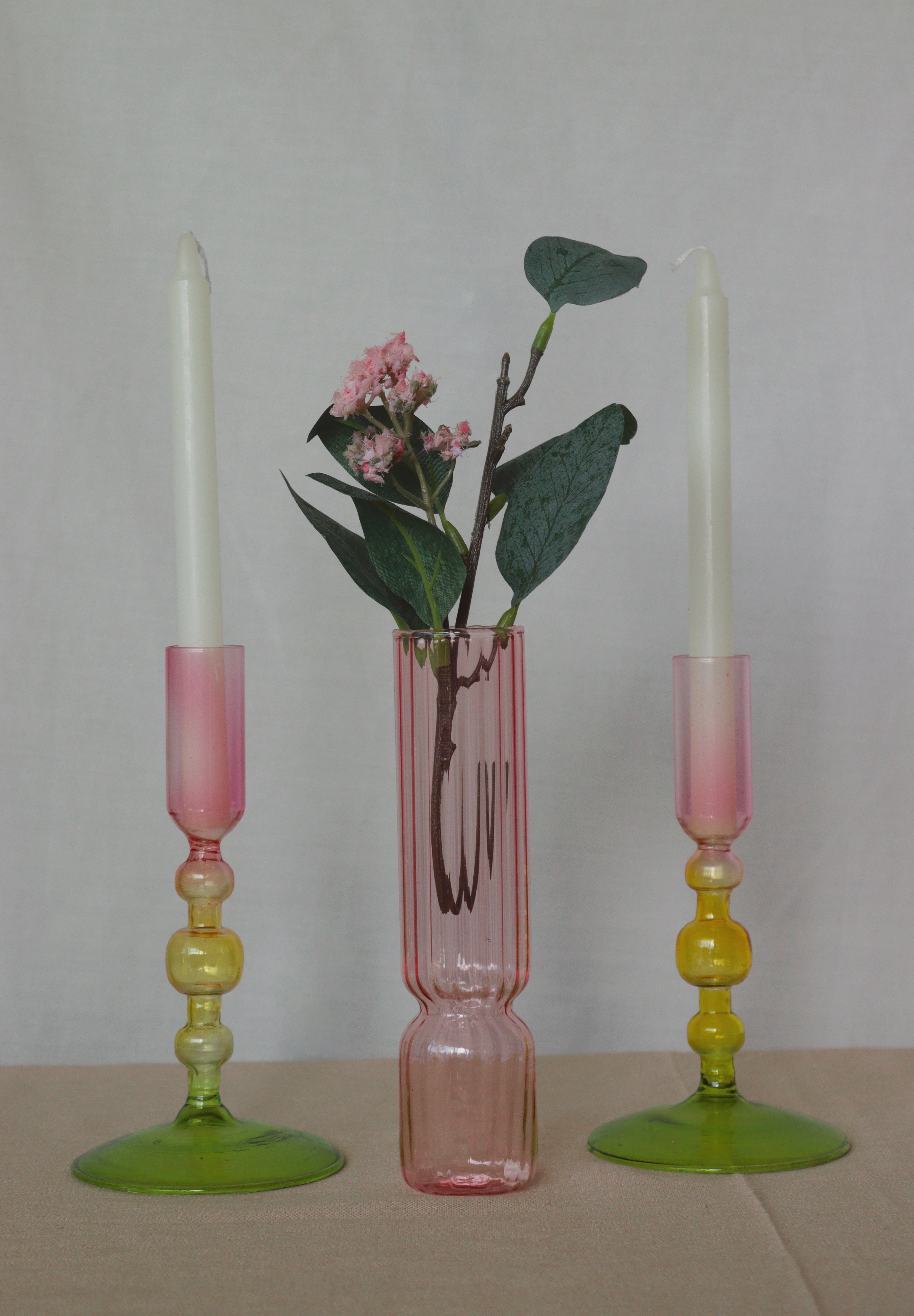 Trio Shabby florero y porta velas