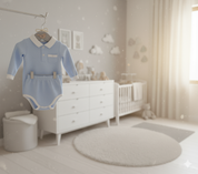 Habitación de niño con  ganchos de madera gris estilo vintage decorados con figuras de madera Lily Garden & deco 