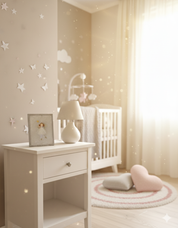 Habitación decorada con  Cuadro  adita en tul y fondo encaje blanco Lily Garden & deco