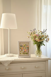 Cuadro de flores bordadas