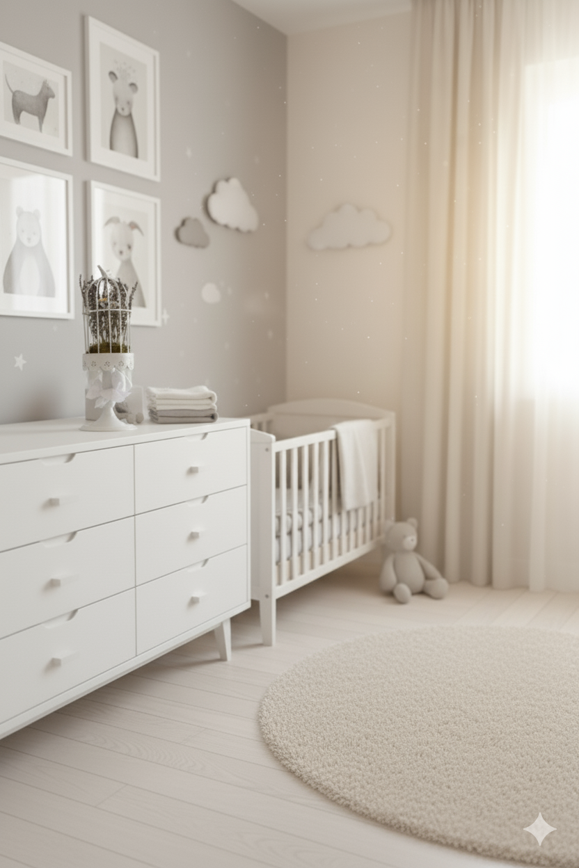 Mueble infantil decorado con Jaula decorativa romántica con lavandas y margaritas en su interior para dormitorio de niña Lily Garden & deco
