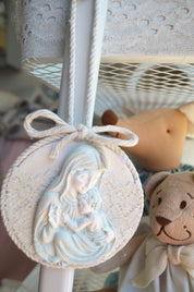 Regalo Bautizo y recién nacido, medallones Virgen Maria Lily Garden& deco